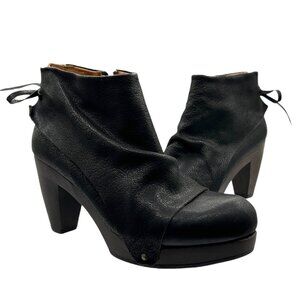 Coclico Ndakinna Leather Wooden Heel Black Ankle Boots Booties  (7)
